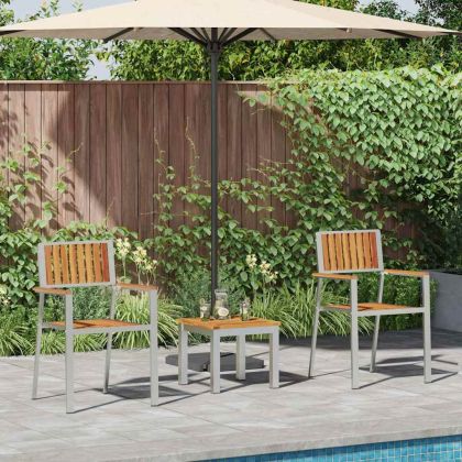 Комплектзахраненевградината 3 pcs Кафяво Солидно акациево дърво