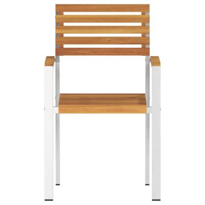 Градински стол 8 pcs Натурален маслен Солидно акациево дърво