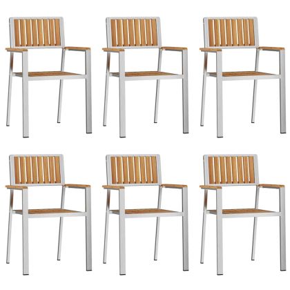 Градинскистол 6 pcs Кафяво 56x54,5x87см Масивно тиково дърво