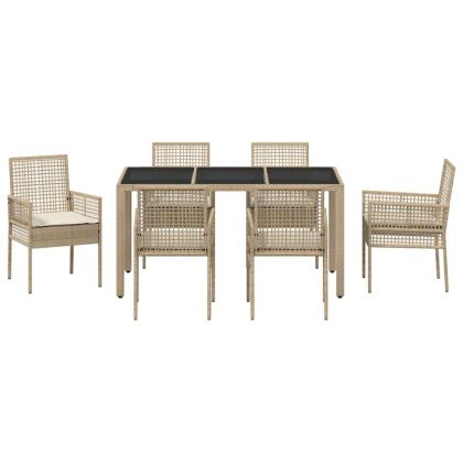 Комплект за хранене в градината 7 pcs Бежово Полиратан