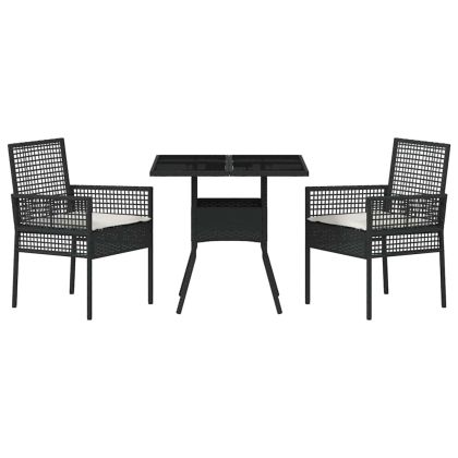 Комплект за хранене в градината 3 pcs Черно Полиратан