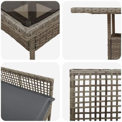 Комплект за хранене в градината 5 pcs Сив Полиратан