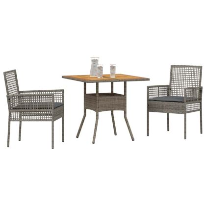 Комплект за хранене в градината 3 pcs Сив Полиратан