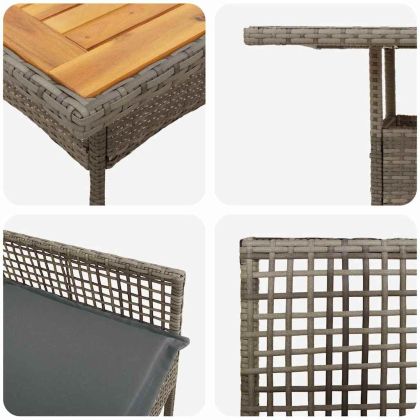 Комплект за хранене в градината 5 pcs Сив Полиратан