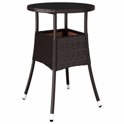 Комплект за хранене в градината 5 pcs Кафяво Полиратан