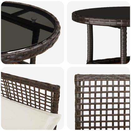 Комплект за хранене в градината 5 pcs Кафяво Полиратан