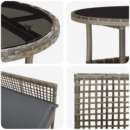 Комплект за хранене в градината 3 pcs Сив Полиратан