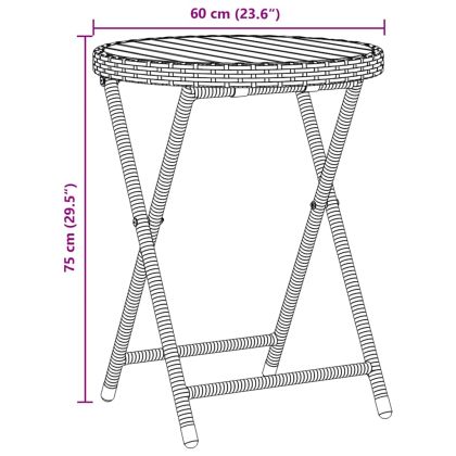 Градински бистро комплект 3 pcs Сив Полиратан