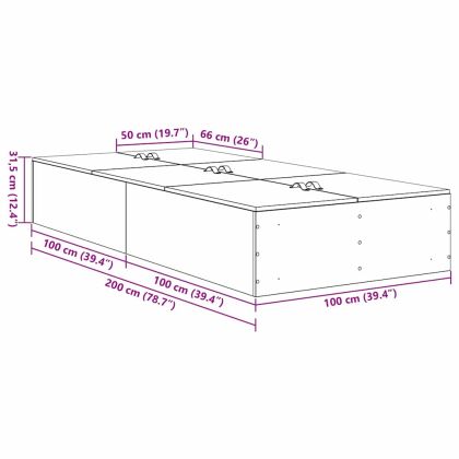 Легло с място за съхранение Бяло 100 x 200 cm Инженерно дърво