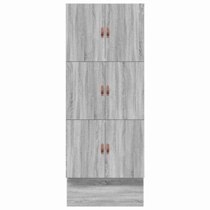 Легло с място за съхранение Сив Сонома 80 cm Инженерно дърво