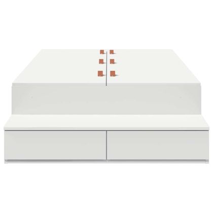 Легло с място за съхранение Бяло 90 cm Инженерно дърво