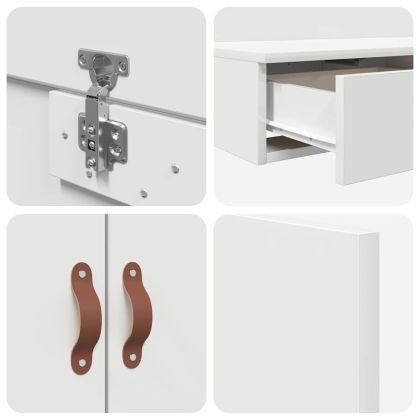 Легло с място за съхранение Бяло 200 cm Инженерно дърво