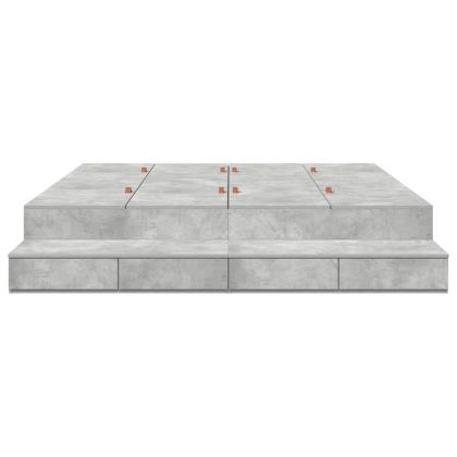 Легло с място за съхранение с чекмедже Циментено сиво 200 cm