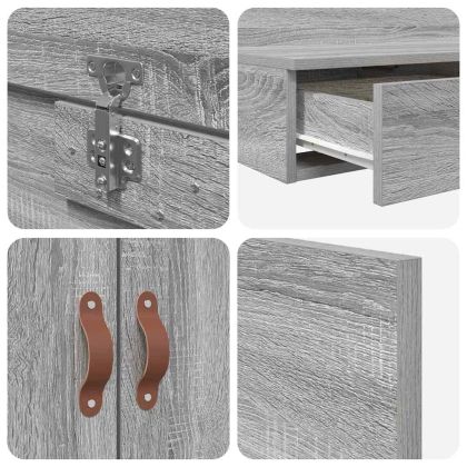 Легло с място за съхранение Сив Сонома 200 cm Инженерно дърво