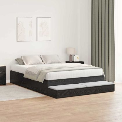 Легло с място за съхранение Черния дъб 150 cm Инженерно дърво