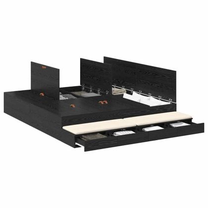 Легло с място за съхранение Черния дъб 180 cm Инженерно дърво