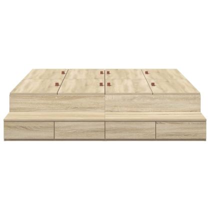 Легло с място за съхранение Сонома дъб 140 cm Инженерно дърво