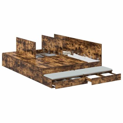 Легло с място за съхранение Димян дъб 140 cm Инженерно дърво