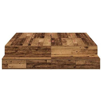 Легло с място за съхранение Старо дърво 140 cm Инженерно дърво