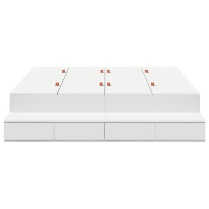 Легло с място за съхранение Бяло 135 cm Инженерно дърво