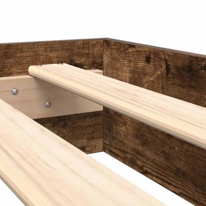 Легло с библиотека Опушен дъб 75 x 190 cm Инженерно дърво