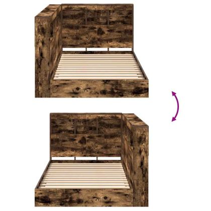 Легло с библиотека Опушен дъб 75 x 190 cm Инженерно дърво