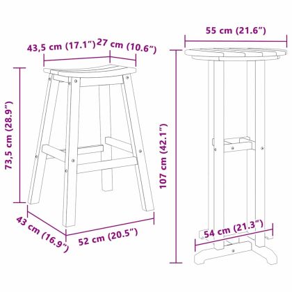 Комплект бар за градина 3 pcs Черно HDPE