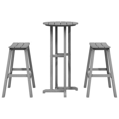 Комплект бар за градина 3 pcs Светлосиво HDPE