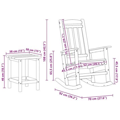 Люлеещо се кресло за градина 3 pcs Нейви 38 x 38 x 46 см