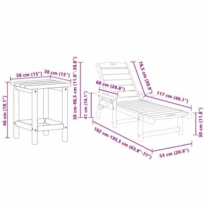 Градински мебели за отдих 2-човек 3 pcs Черно 38 x 38 x 46 см