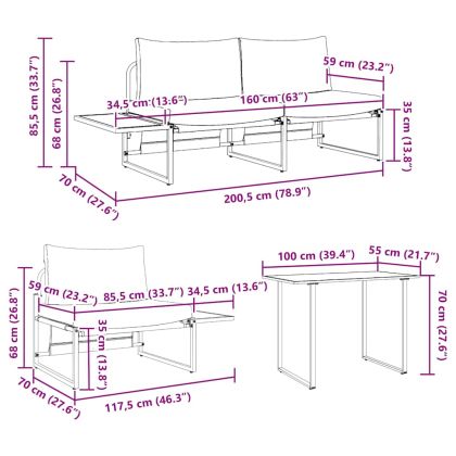 Комплект за хранене в градината 3 pcs Таупе Стомана