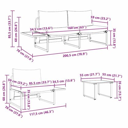 Комплект за хранене в градината 3 pcs Антрацит Стомана