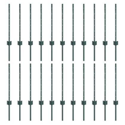 Оградни стълбове 22 pcs Зелен 100 cm Стомана