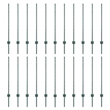 Оградни стълбове 22 pcs Зелен 140 cm Стомана