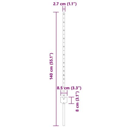 Оградни стълбове 44 pcs Зелен 140 cm Стомана