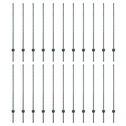 Оградни стълбове 22 pcs Зелен 160 cm Стомана
