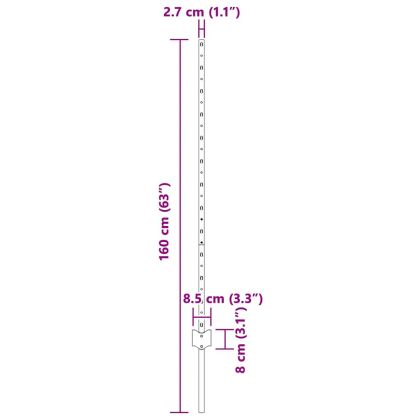 Оградни стълбове 22 pcs Зелен 160 cm Стомана