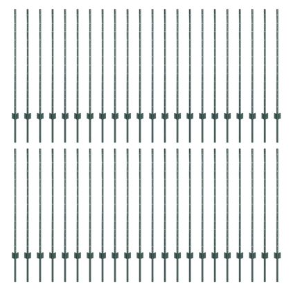 Оградни стълбове 44 pcs Зелен 160 cm Стомана