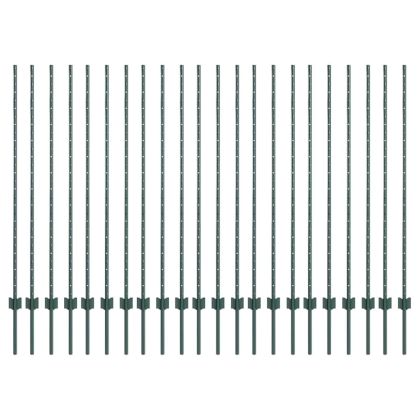 Оградни стълбове 22 pcs Зелен 180 cm Стомана