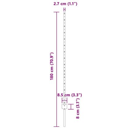 Оградни стълбове 22 pcs Зелен 180 cm Стомана