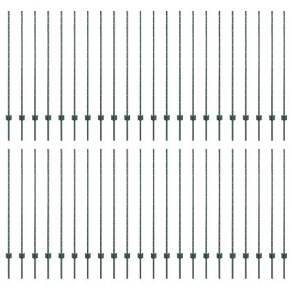 Оградни стълбове 44 pcs Зелен 180 cm Стомана