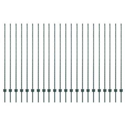Оградни стълбове 22 pcs Зелен 200 cm Стомана