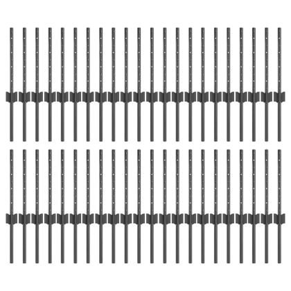 Оградни стълбове 44 pcs Сив 80 cm Стомана