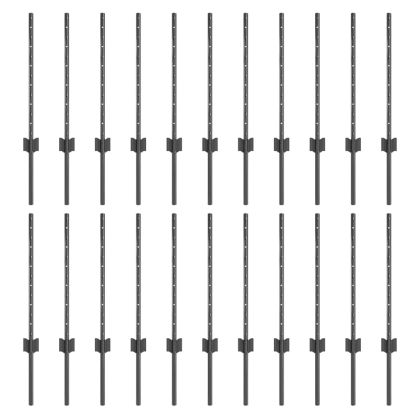 Оградни стълбове 22 pcs Сив 100 cm Стомана