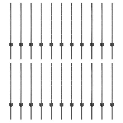 Оградни стълбове 22 pcs Сив 120 cm Стомана