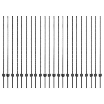 Оградни стълбове 44 pcs Сив 180 cm Стомана