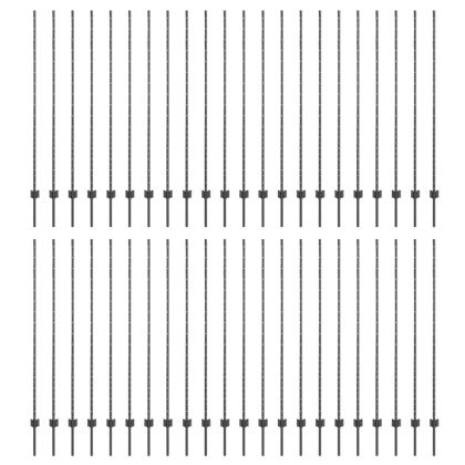Оградни стълбове 88 pcs Сив 200 cm Стомана
