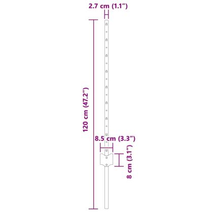 Оградни стълбове 22 pcs Сребрист 120 cm Стомана
