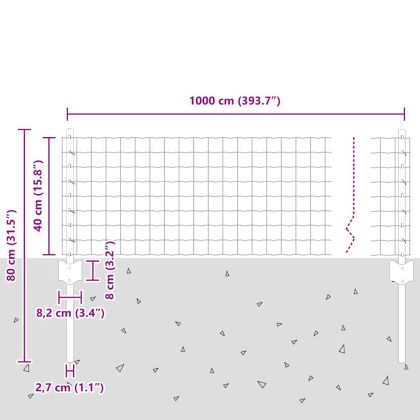 Ограда и колче Зелен 0,4 x 10 м Стомана