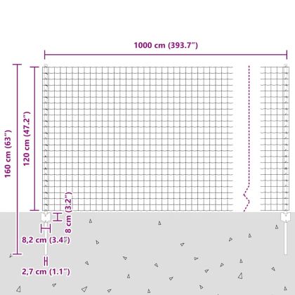 Ограда и колче Зелен 1,2 x 10 m Стомана